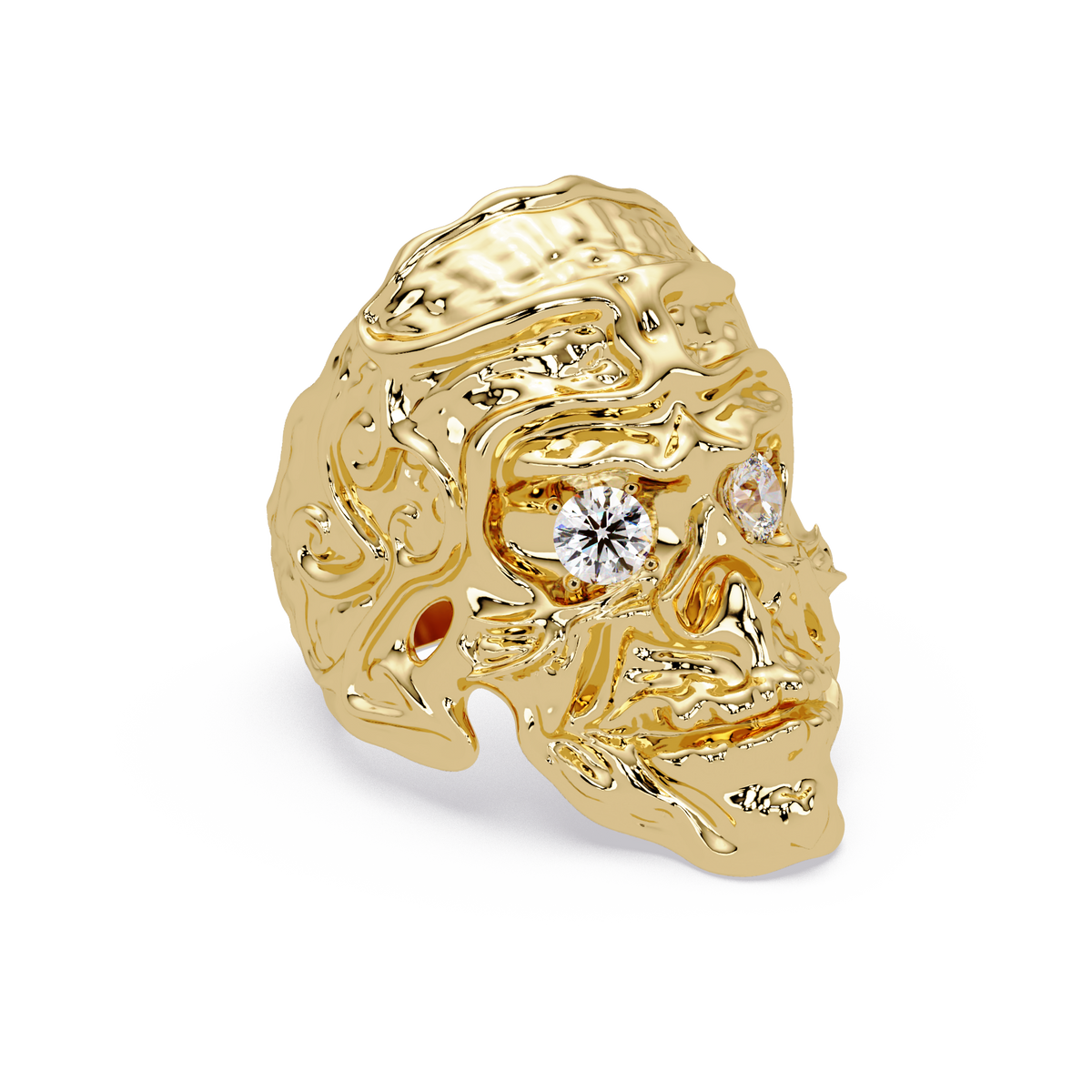 Skull Colorstone Signet Ring in 14K Yellow Gold – alternate view