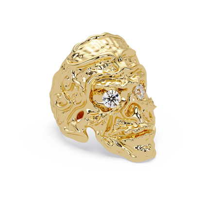 Skull Colorstone Signet Ring in 14K Yellow Gold – alternate view