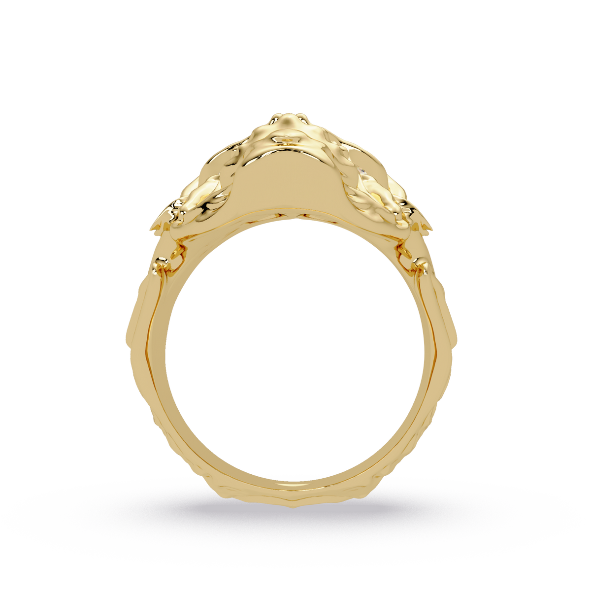 Skull Colorstone Signet Ring in 14K Yellow Gold – side view