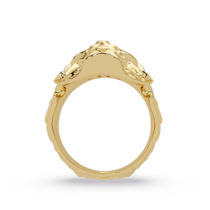 Skull Colorstone Signet Ring in 14K Yellow Gold – side view