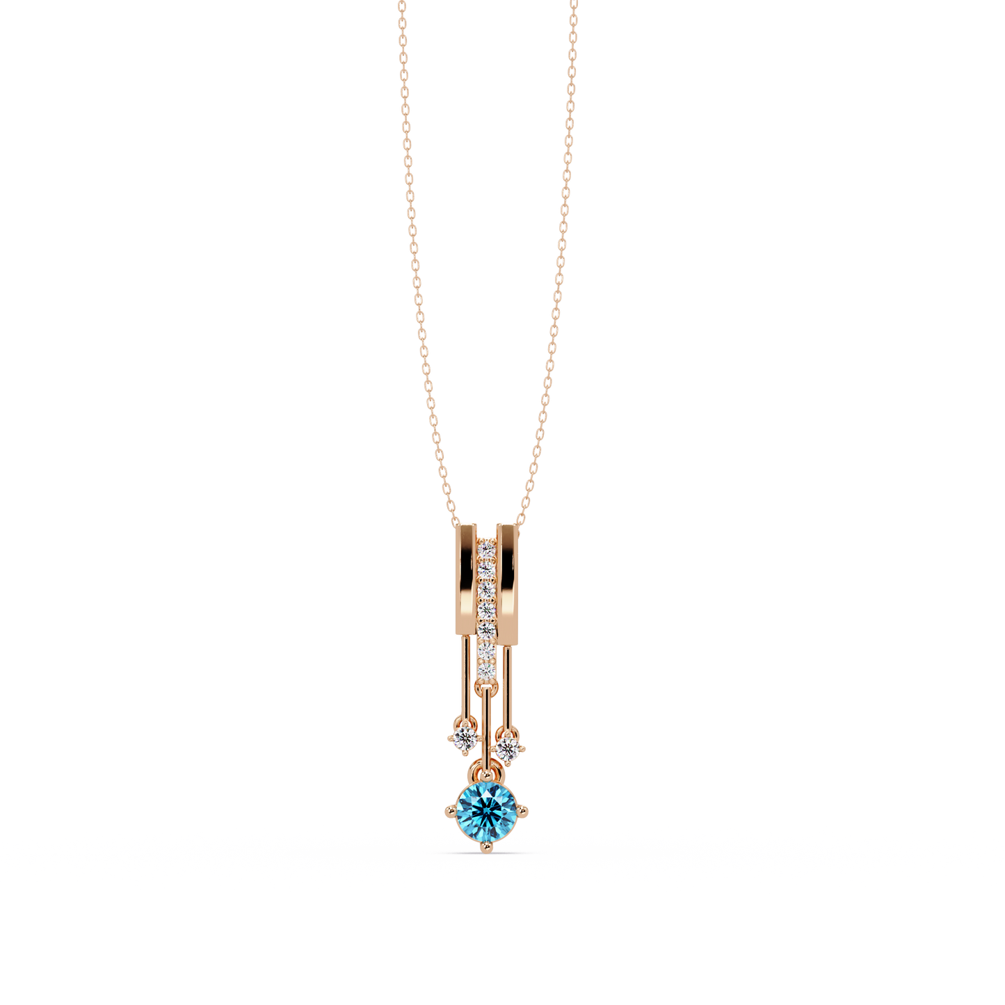 Aquamarine Blue - 14K Rose Gold