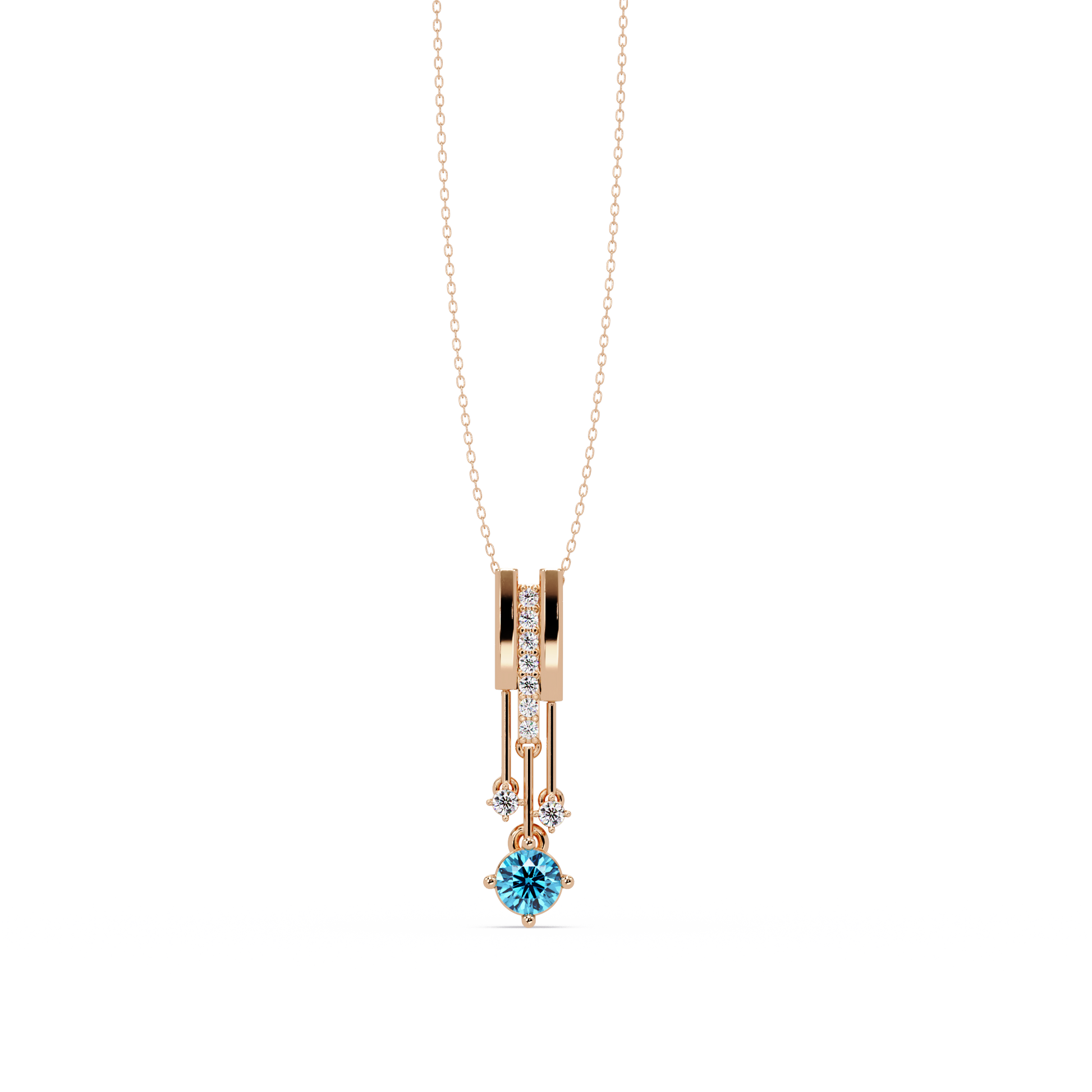 Aquamarine Blue - 14K Rose Gold