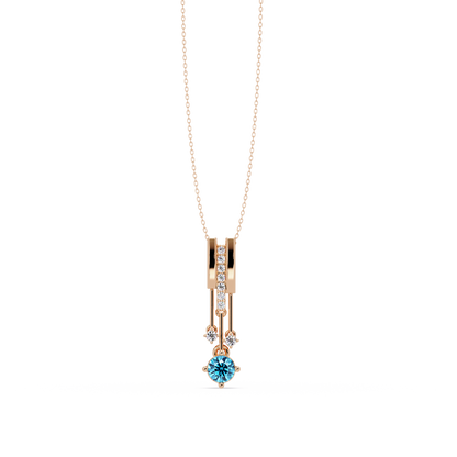Aquamarine Blue - 14K Rose Gold