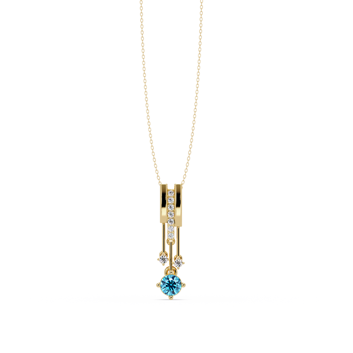 Aquamarine Blue - 14K Yellow Gold