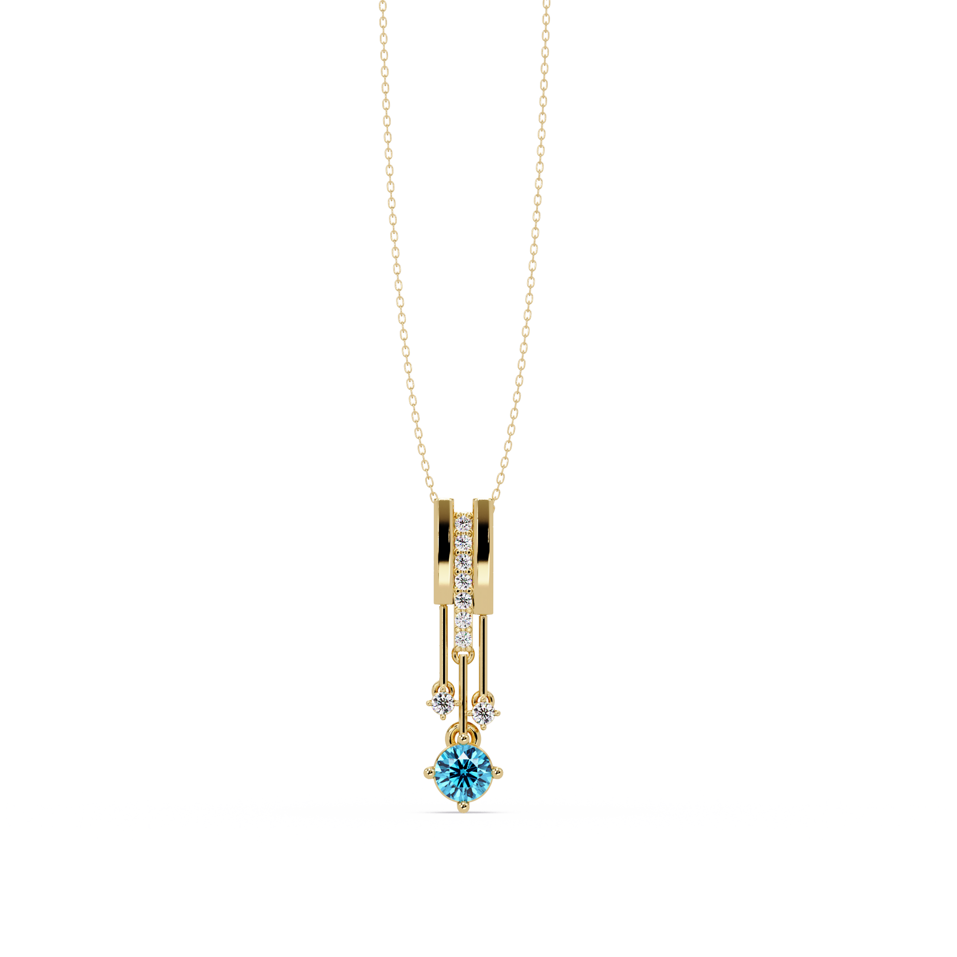 Aquamarine Blue - 14K Yellow Gold