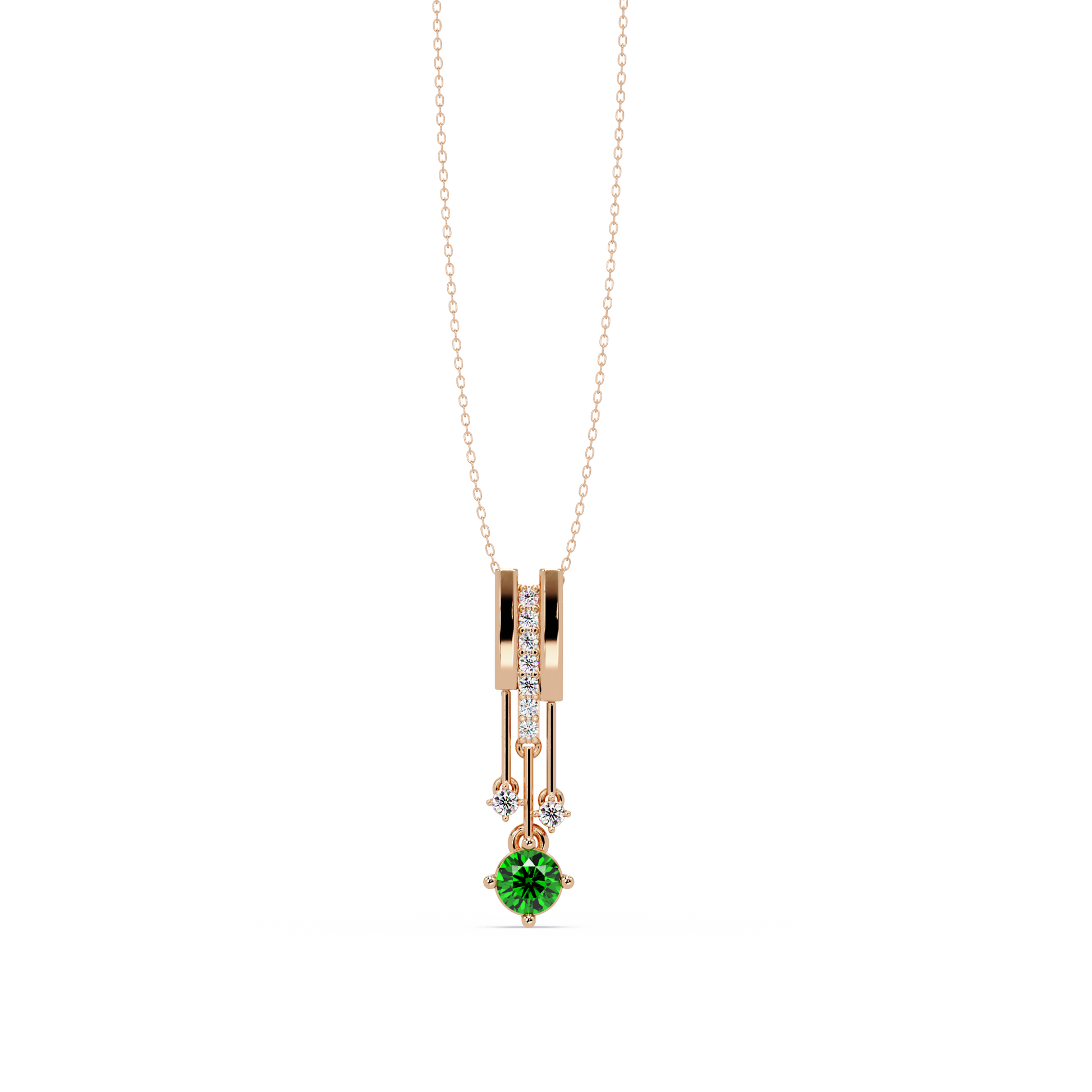 Emerald Green - 14K Rose Gold