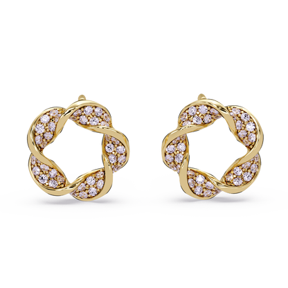 0.3 CTW twisted cluster colorstone stud earrings in 14K Yellow Gold, Amethyst Purple stones