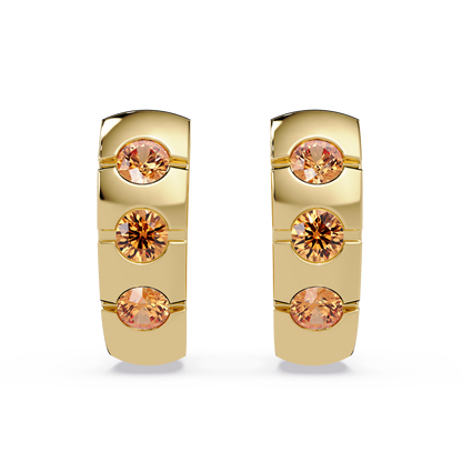 0.6 CTW Round Channel-Set Colorstone Hoop Earrings in Gold, Champagne Topaz