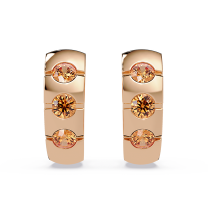 0.6 CTW Round Channel-Set Colorstone Hoop Earrings in Rose gold, Champagne Topaz