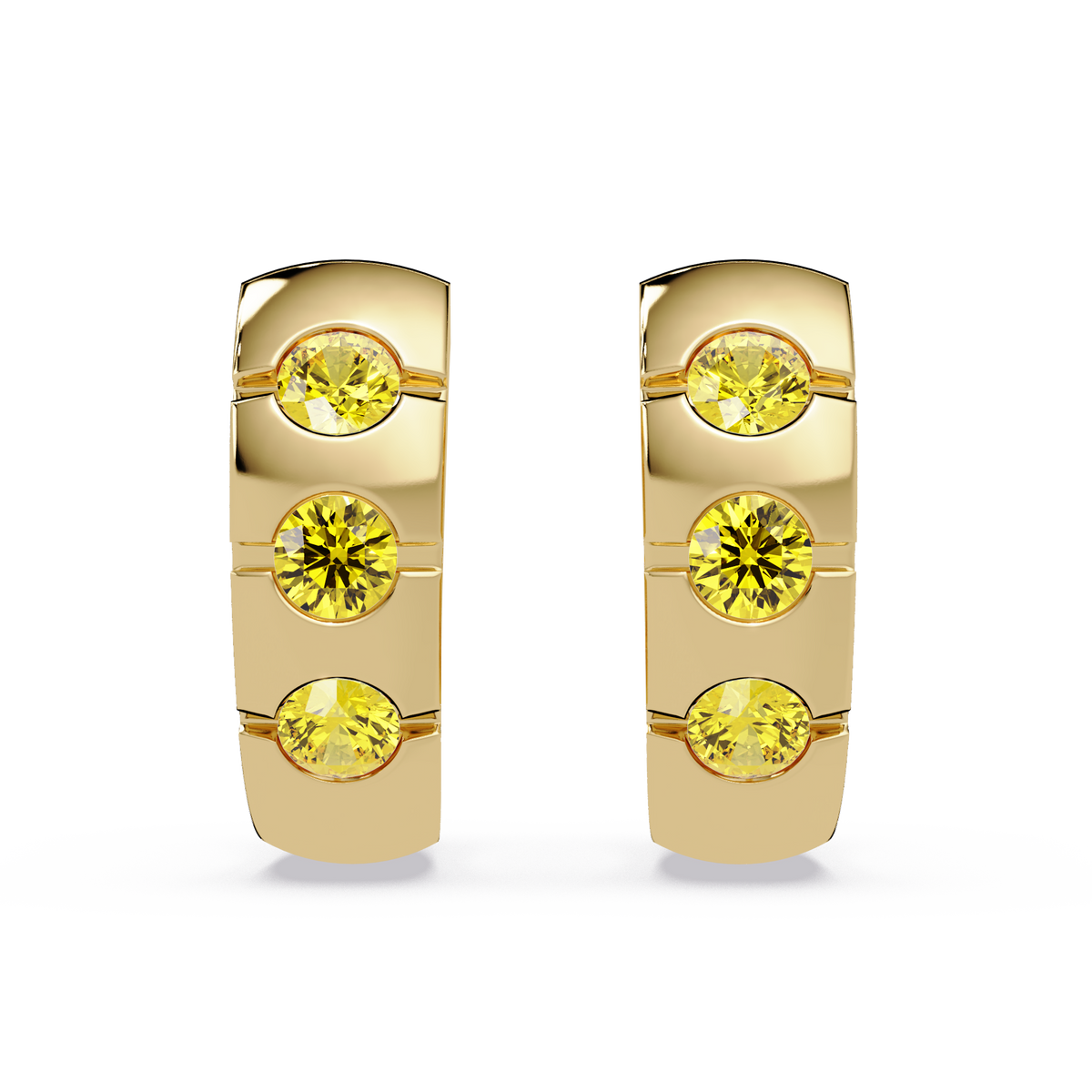 0.6 CTW Round Channel-Set Colorstone Hoop Earrings in Gold, Citrine Yellow