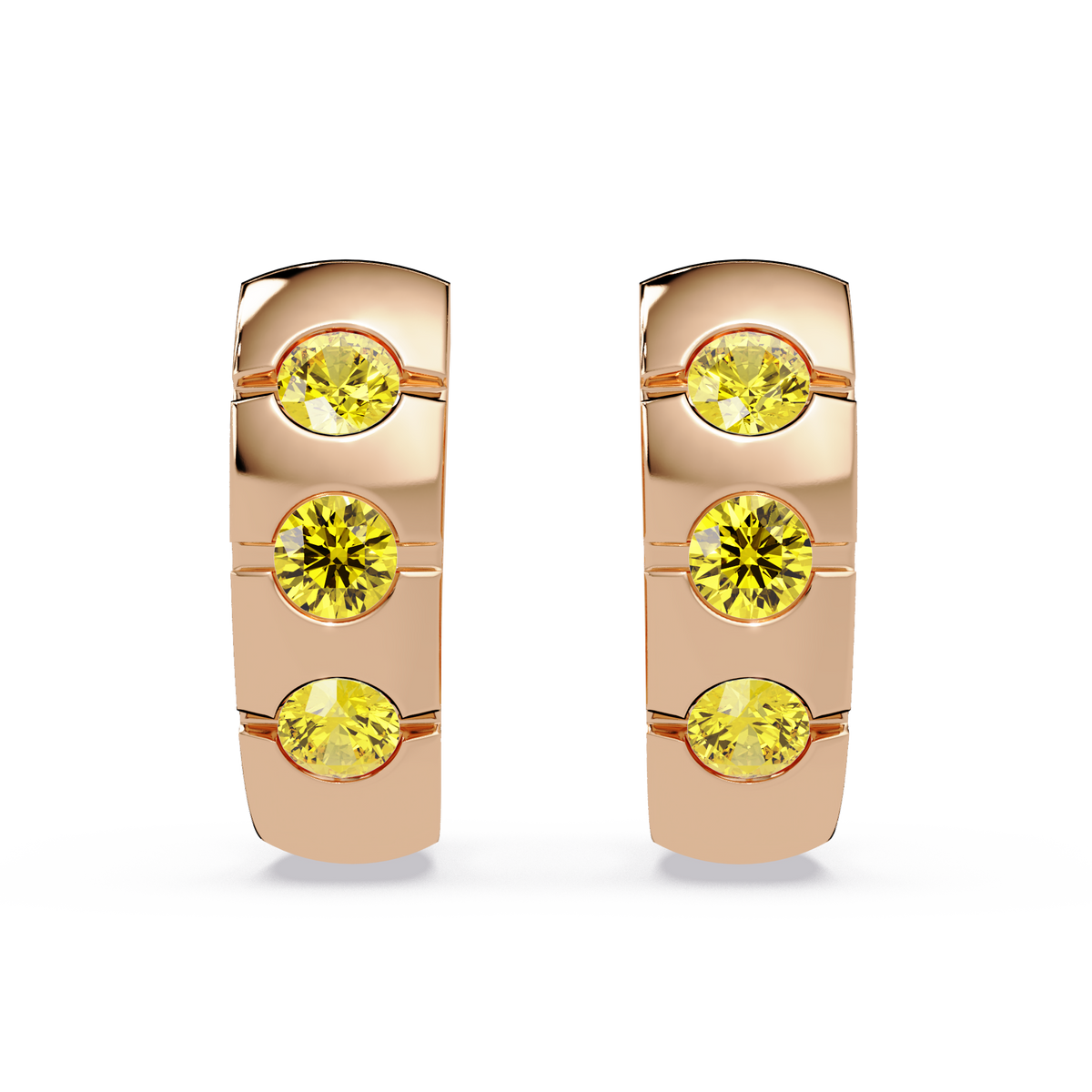 0.6 CTW Round Channel-Set Colorstone Hoop Earrings in Rose gold, Citrine Yellow