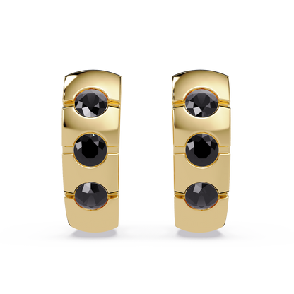 0.6 CTW Round Channel-Set Colorstone Hoop Earrings in Gold, Onyx