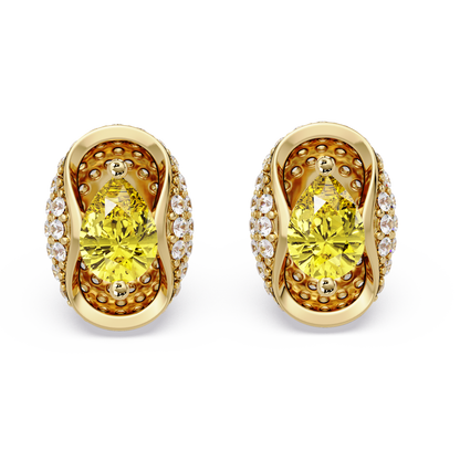 2.2 CTW Pear Halo Colorstone Stud Earrings in Gold with Citrine Yellow pear center stones