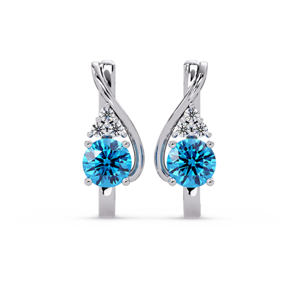 0.4 CTW crossover colorstone drop earrings Aquamarine Blue in White gold