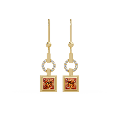 1.5 CTW princess-cut colorstone drop earrings in Gold, Champagne Topaz