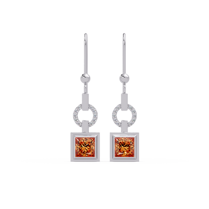 1.5 CTW princess-cut colorstone drop earrings in White gold, Champagne Topaz