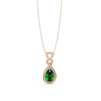 Emerald Green pear halo pendant in 14K Rose Gold
