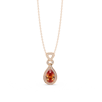 Garnet Red pear halo pendant in 14K Rose Gold
