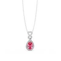 Tourmaline Pink pear halo pendant in 14K White Gold