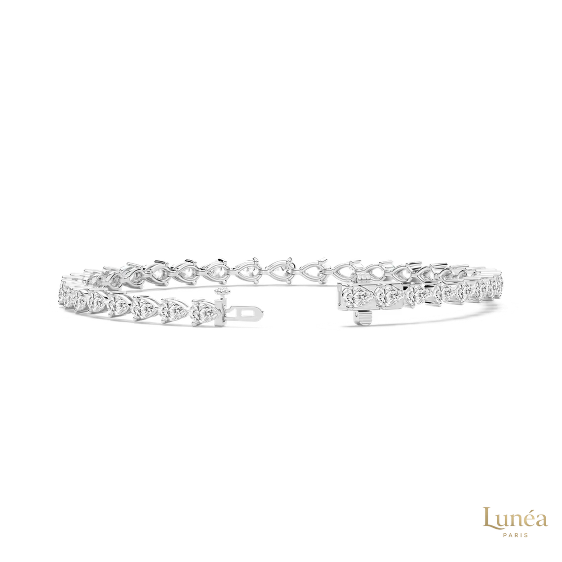 10 CT. Pear Lab Diamond Tennis Bracelet | Lab Grown | 14K Gold & Platinum