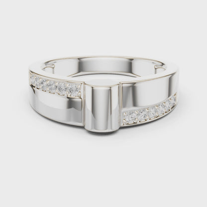 0.18 CTW Asymmetrical Pavé Lab-Grown Diamond Men’s Band in 14K Gold