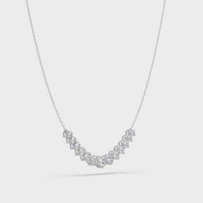 5.56 Ct Graduated Round Diamond Necklace 14K Gold Lab Grown