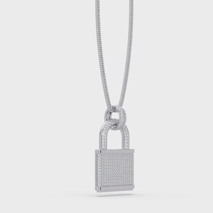 Diamond Lock Pendant Necklace