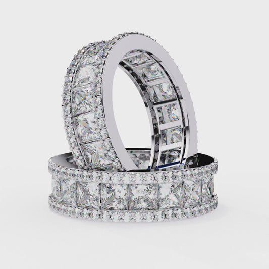 3.54 CTW Princess Cut Lab Grown Diamond Triple Row Full Eternity Band 14K Gold