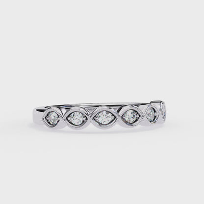 0.21 Ctw Seven Stone Marquise Bezel Lab Grown Diamond Band 14K Gold