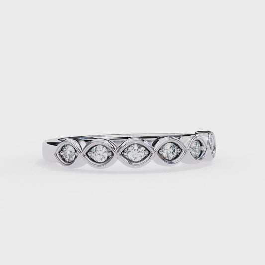 0.21 Ctw Seven Stone Marquise Bezel Lab Grown Diamond Band 14K Gold