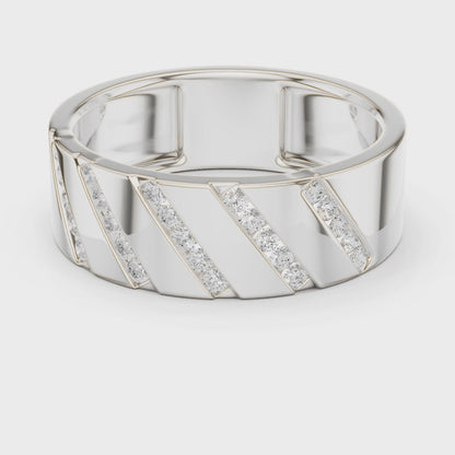 0.25 CTW Diagonal Channel-Set Lab-Grown Diamond Men’s Band in 14K Gold