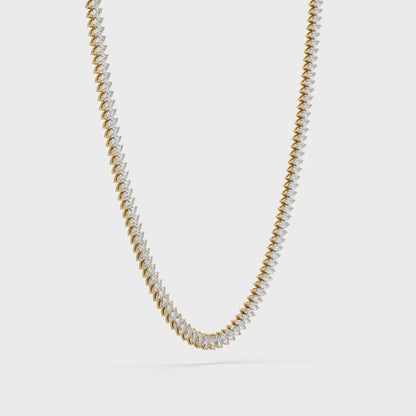 15.98 Ct Marquise Diamond Tennis Necklace 14K Gold Lab Grown