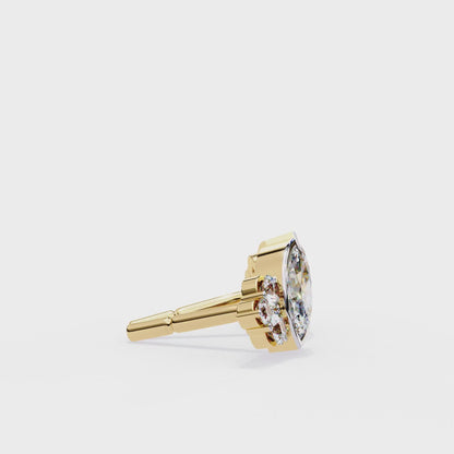 0.47 CTW Marquise & Round Lab-Grown Diamond Cluster Stud Earrings in 14K Gold