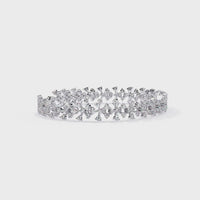 1.6 CTW Floral Cluster Round Diamond Tennis Bracelet | 14K Gold & Platinum – Lunéa Paris