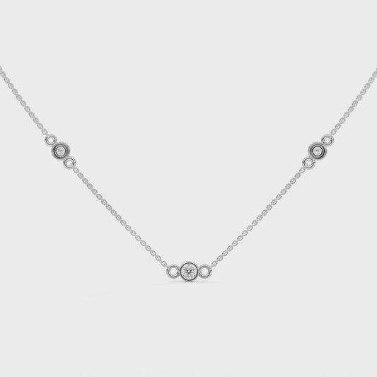 0.10 CT. Bezel Diamond Station Pendant | Lab Grown | 14K Gold & Platinum