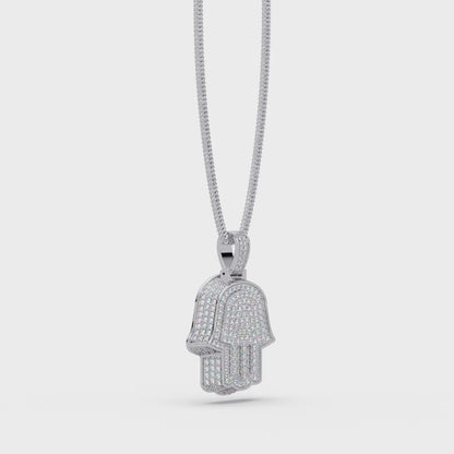 Hamsa Hand Diamond Pendant Necklace