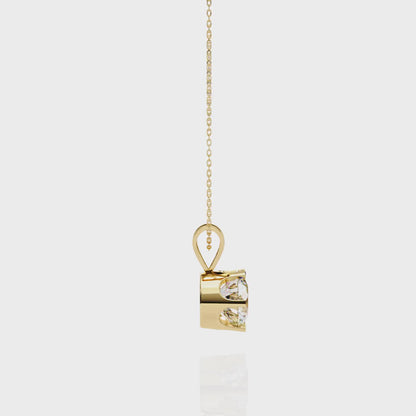 2.10 CT Round Lab-Grown Diamond Heart Bail Solitaire Pendant Necklace in 14K Gold & Platinum