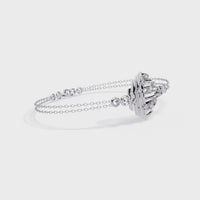 0.1 CTW Sculptural Fan Round Diamond Double-Chain Bracelet | 14K Gold & Platinum – Lunéa Paris