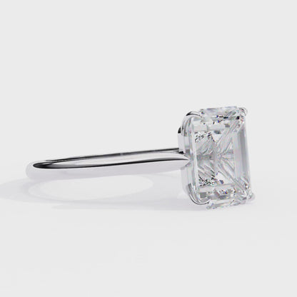 2.56 Carat Emerald-Cut Lab-Grown Diamond Solitaire Engagement Ring in 14K Gold