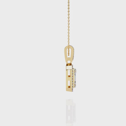 0.70 CTW Art Deco Mixed-Shape Halo Pendant Necklace | Lab Grown | 14K Gold & Platinum – Lunéa Paris