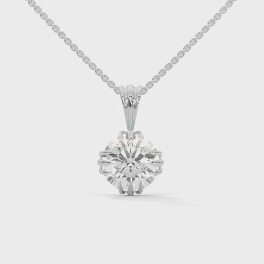 2 CT. Vintage Lab Diamond Pendant | Lab Grown | 14K Gold & Platinum