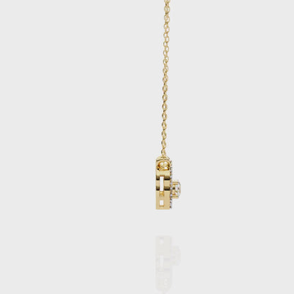 0.30 CTW G Initial Halo Lab-Grown Diamond Necklace in 14K Gold & Platinum