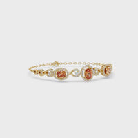 2.1 CTW Three-Oval Halo Pavé Colorstone Chain Bracelet