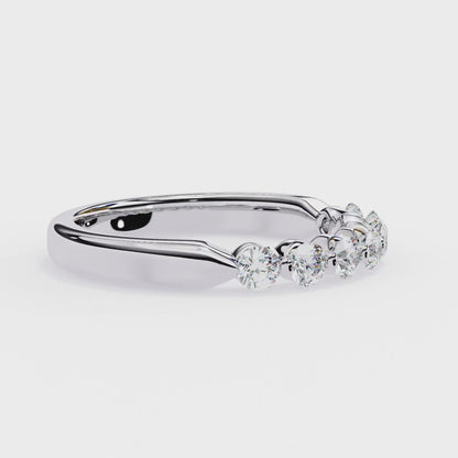 Seven Stone Round Lab Grown Diamond Half Eternity Band 14K Gold 0.52 Ctw