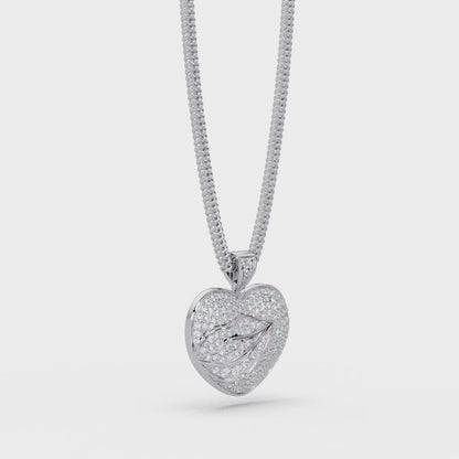 Leaf Heart Diamond Pendant Necklace