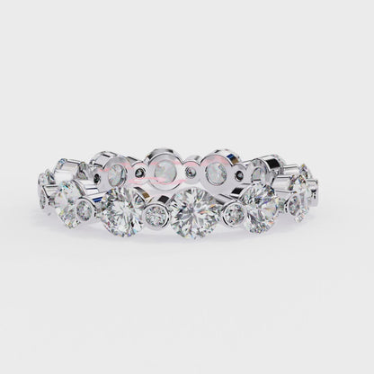 2.46 CTW Alternating Round Lab-Grown Diamond Bezel Full-Eternity Band in 14K Gold