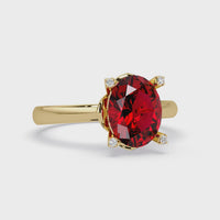 1.8 CTW Oval Diamond-Accent Colorstone Solitaire Ring