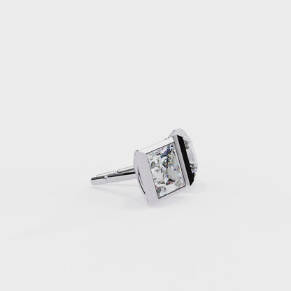 1.77 CTW Princess-Cut Lab-Grown Diamond Bezel-Frame Stud Earrings in 14K Gold