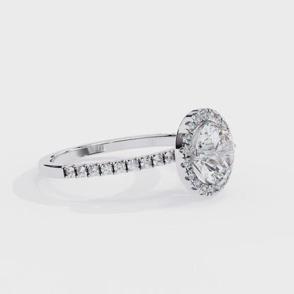 1.87 CTW Round Lab-Grown Diamond Halo Pavé Engagement Ring in 14K White Gold