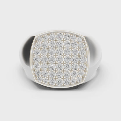 0.70 CTW Round Lab-Grown Diamond Pavé Men’s Signet Ring in 14K Gold